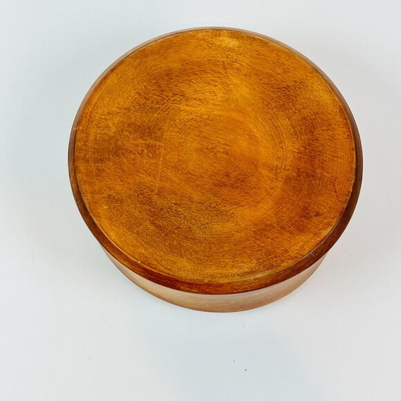 Handcrafted Wooden Bowl 10" Diameter Vintage Charm Rustic Décor Stained Hardwood - Picture 7 of 8